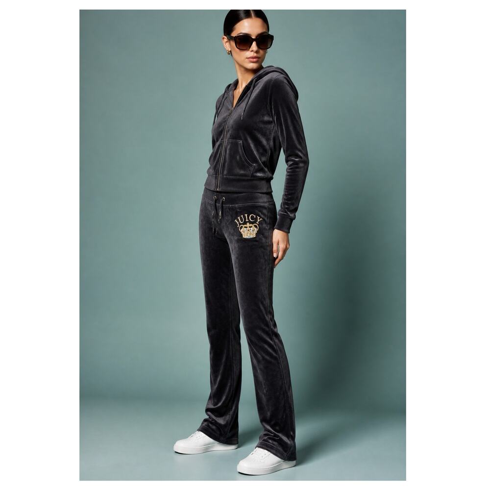 Vintage Juicy Couture Velour Joggers Black Womens Size XL Fits Smaller